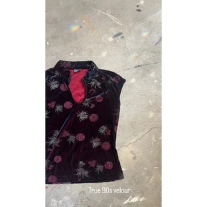 Vintage 90s top, Velour, small 1990s fashion - Picture 1 of 5