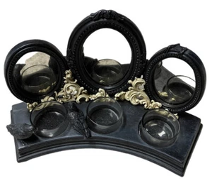 HTF YANKEE CANDLE HALLOWEEN OR GOTHIC RAVE 3 MIRROR 3 TEA LIGHT HOLDER SEE DESC - Picture 1 of 8