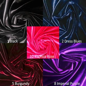 SOFT SMOOTH VELVET 4-WAY STRETCH SPANDEX FABRIC DRESS DRAPERY DANCE CURTAIN 60”W - Picture 1 of 243