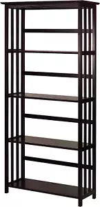 Mission Style 5-Shelf Bookcase, Espresso - Picture 1 of 12