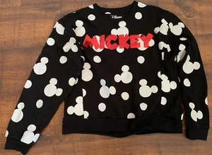 Disney Mickey Logo Red Sequin Embellished Black White Sweatshirt XXL (19) - Picture 1 of 7