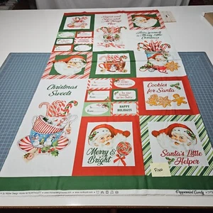 FLAW Peppermint Candy Panel 23x42 Northcott Christmas Labels Blocks - Picture 1 of 9