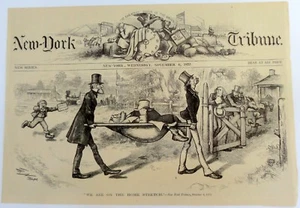 1872 Pres Candidate HORACE GREELEY On Stretcher THOMAS NAST Print Harper's - Picture 1 of 4