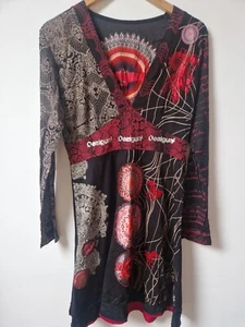 Desigual Floral Hippie Embroidered Zebra Dragon Tunic Dress Size XL - Picture 1 of 10