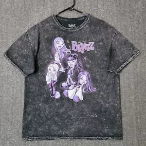 Bratz T-Shirt Womens XL Black Acid Wash Purple Dolls All Characters Crewneck Tee - Picture 1 of 10