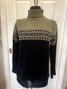 Jennifer Moore Size S Turtleneck Women's Sweater Black Green - Picture 1 of 4