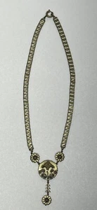 Vintage Buch Kette Glieder Messing Halskette florales Design - Bild 1 von 15