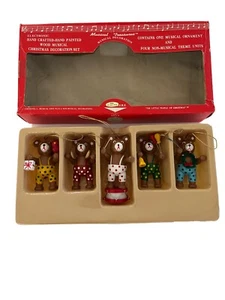 Vintage Musical 1984 telco creations wood bear ornaments “it’s A Small World” - Picture 1 of 12