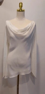 Blusa De Colección Dawn Joy Noche Elegante Caprichosa Romántica Con Cuentas Marfil Para Mujer Grande Foto 1 de 4