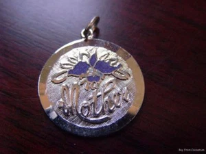 Vtg Sterling Silver Mother Enamel Flower Floral ~ For Charm Bracelet - Picture 1 of 1