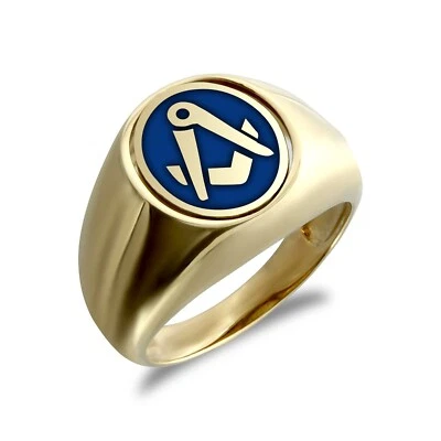 Brand New 9ct Gold Blue Enamel Masonic Oval Signet Swivel Ring Sizes R to Z+3 - Image 1 of 2