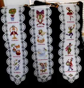 12 Days of Christmas 3 piece Lace Wall Hanging Runner Set Holiday Decoration - Picture 1 of 6