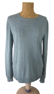 Margaret O'Leary Womens Medium Blue Heather Washed LS Cotton Crew Neck Sweater - Picture 1 of 9
