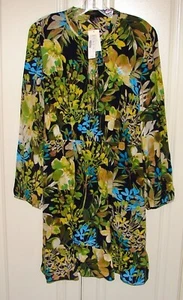 NWT J Crew navy floral 100% silk ruffle hem dress size M 10 - Picture 1 of 2