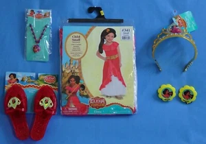 Disney Elena of Avalor costume dress-4-6-Tiara-Necklace-Castanets-Shoes-NEW LOT - Picture 1 of 15