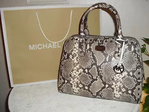 Tasche Michael Kors Echtleder beige braun Reptilmuster/ Tiermuster Nieten Neu - Bild 1 von 12