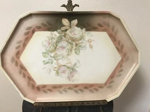 Bandeja para servir antigua M Z Austria Mortiz Zdekauer porcelana floral 14" - Imagen 1 de 5