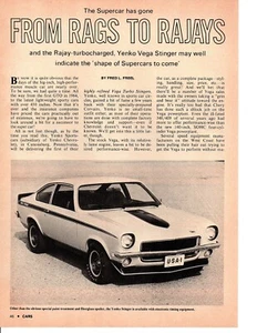 1971 YENKO VEGA STINGER / RAJAY-TURBOCHARGED ~ ORIGINAL 6-SEITIGER ARTIKEL / AD - Bild 1 von 1