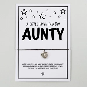 Aunty Wish Bracelet | Heart Charm | Birthday Christmas Gift for Aunty Sister - Picture 1 of 30