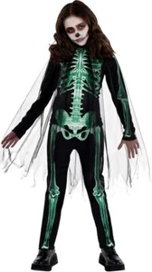 Glow Reaper Grim Skeleton Girl Suit Yourself Fancy Dress Halloween Child Costume - Picture 1 of 10