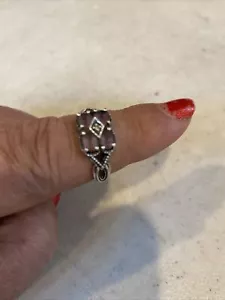 Anello Estate in argento sterling firmato CNA ametista e filigrana di diamanti - Foto 1 di 4