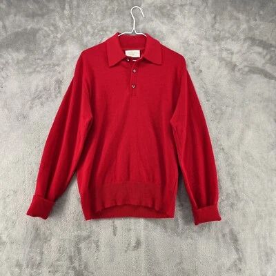 复古 Andhurst 毛衣男式大号红色双软 Polo 轻便设计师学院风 — 第 1/4 张图片