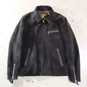 Y'2 Leather Steer Suede Single Biker Jacket Black Size 44 Made in Japan NEW - Picture 1 of 10