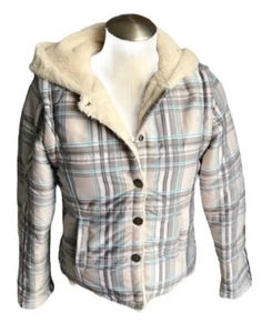 Oneill Hoodie Damen Junior kariert Sherpa gefüttert ~ abnehmbare Arme ~ Weste/Mantel ~ Medium - Bild 1 von 9