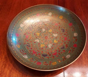 Nice Vintage 10 Inch Brass and Enamel Japanese Bowl - Picture 1 of 3
