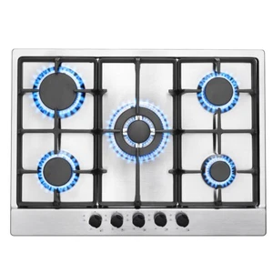 Placa de gas 68 cm gas natural gas propano 5 llamas acero inoxidable cocina de gas cocina empotrada NG/LPG - Imagen 1 de 14