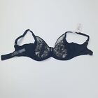 M&amp;S Underwired Full Cup Black Lace Sheer Bra SIZE 32A Lingerie Underwear BNWT