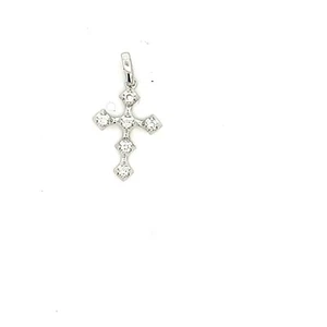 Natural Diamond .08tcw cross 14k white gold pendant NEW - Picture 1 of 5
