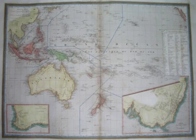 1837 XL RARO MAPA ORIGINAL AUSTRALIA OCEANÍA PAPÚA NUEVA ZELANDA HAWAI GUAM SIDNEY Foto 1 de 4