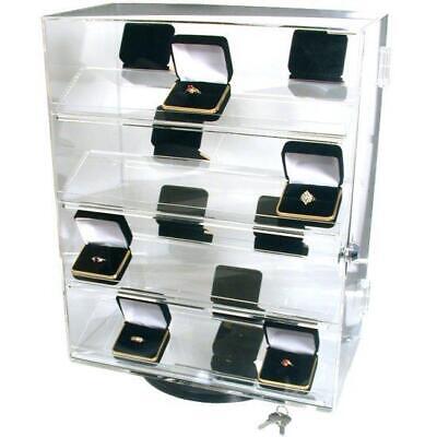 Revolving Vertical Acrylic Top Locking Jewelry Display Case 4 Shelves  • 140.64€