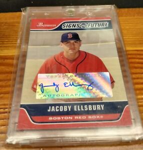2006 JACOBY ELLSBURY BOWMAN ROOKIE AUTO SIGNS OF THE FUTURE #SOF-JE