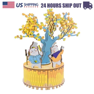 3D Wooden Puzzle Autumn Sing Bear Toy DIY Model Xmas Gift for Kids Teens Adults - Picture 1 of 6