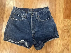 Abercrombie & Fitch Natural Rise Jean Short Womens Distressed Hem Blue Wash 28/6 - Picture 1 of 10