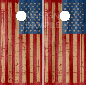 Amerikanische Flagge Distressed Holz Cornhole Verpackung Tasche werfen Haut Aufkleber Sticker  - Bild 1 von 1