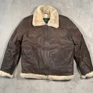 Aviator Flying Leather Jacket UK 14 Brown Pilot RAF B3 Bomber Fur USAF Air Force - Picture 1 of 16