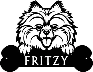 Pomeranian Head and Dog Bone Sign with Custom Name or Numbers - Picture 1 of 5