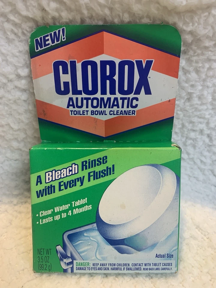 Винтажный автоматический очиститель унитаза чаши Clorox 3,5 унции 1 карат 1993 ТВ-реквизит - Изображение 1 из 1