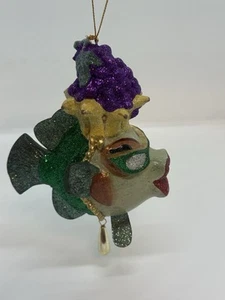 Katherines Collection Kissing Fish Sassy Grapes Bananas Ornament - Picture 1 of 13