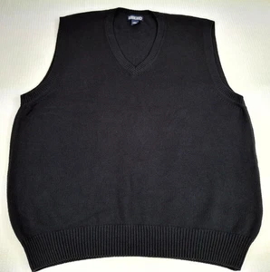 Vintage Lands’ End Sweater Vest Men’s Size L 42 - 44 Black Made in USA Cotton - Picture 1 of 16