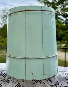 Antique Wood Staved Teal Sap Firkin Bucket - Picture 1 of 9