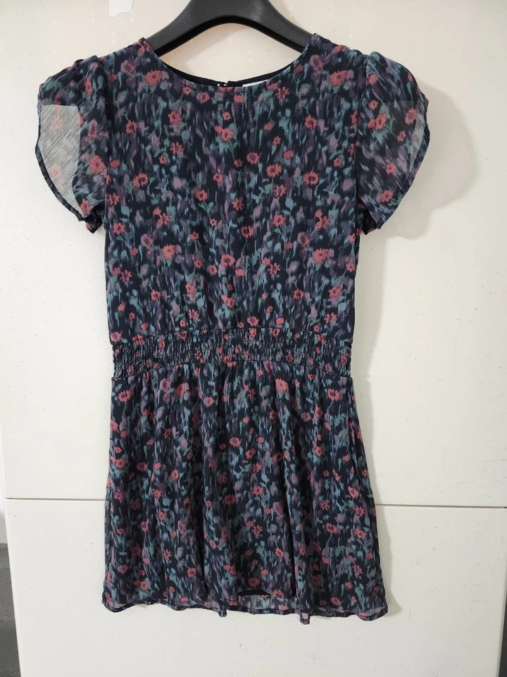 Vestido infantil abercrombie meninas 11/12 manga curta mudança floral forrado abstrato boho - Imagem 1 de 4