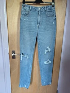 Pimkie Mom Blue Jeans High Waisted Size UK10 L27.5in Used Excellent Condition - Picture 1 of 12