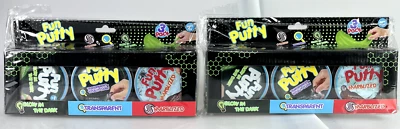 2x Fun Putty 3 Pack (Glow in the Dark, Transparent, Marblized) Green, Purple... - Image 1 of 4