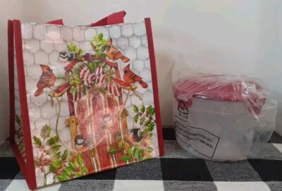 Lock & Lock 41 Oz Bowl with Handle & Red Lid;  Red Cardinals Vinyl Tote Bag  - Image 1 of 4