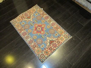 2x3 Afghan Refugee Style Gorgeous Vegetable Dye Handmade-knotted Wool Rug 586194 - Picture 1 of 12