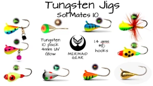 TUNGSTEN 10 Pack UV Glow 4mm Ice Fishing Jigs Lure 1.4g #10 Crappie Pike Bass - Picture 1 of 3